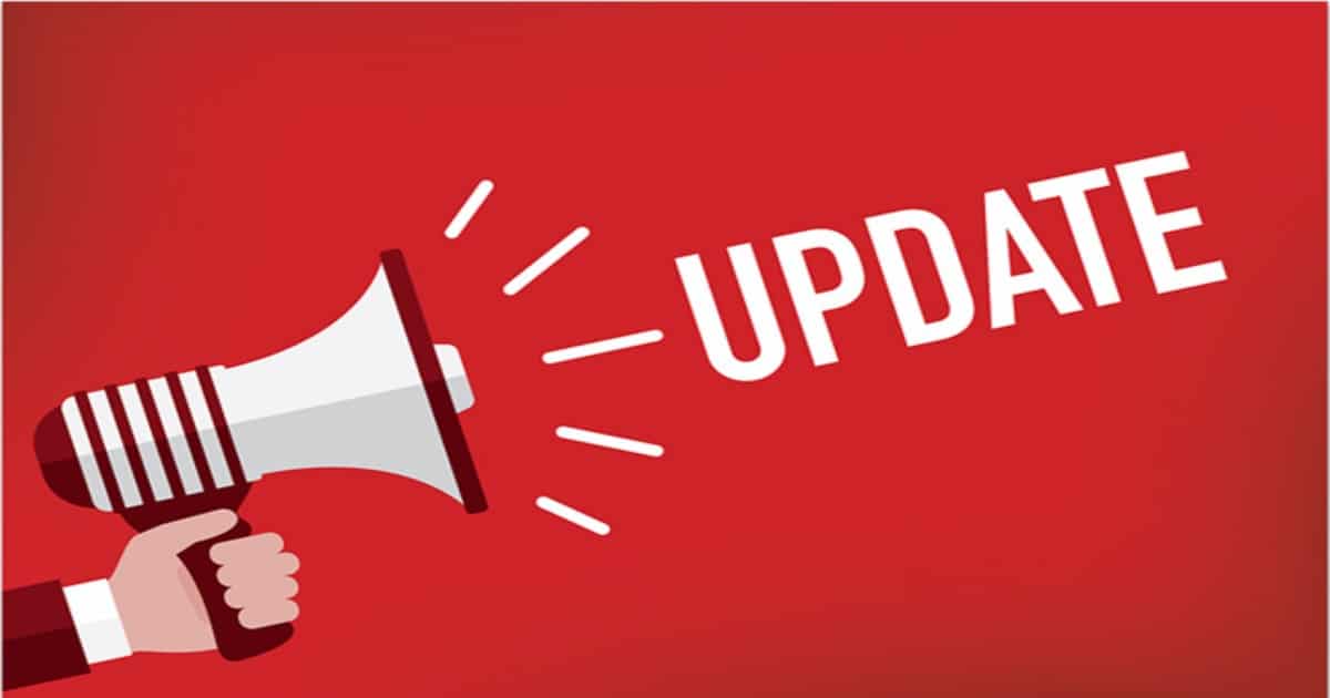 Photo saying update with megaphone