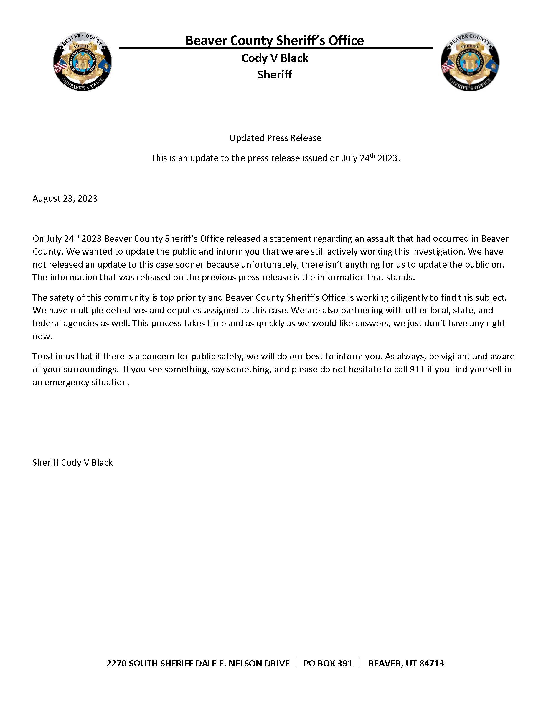 Updated Assault Press Release